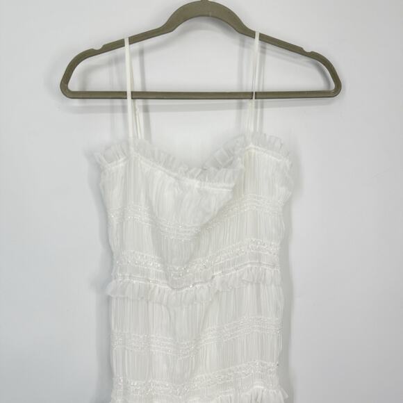 Commense Spaghetti Strap Tiered Maxi Dress size XL White Sparkle Bodycon NEW - Picture 2 of 16